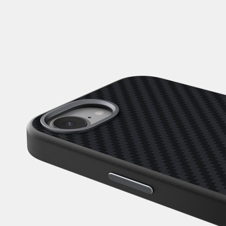 Funda para iPhone 16E Abeel C Carbon Fiber Series 6D Micro Relief Magsafe (Negra y Gris)