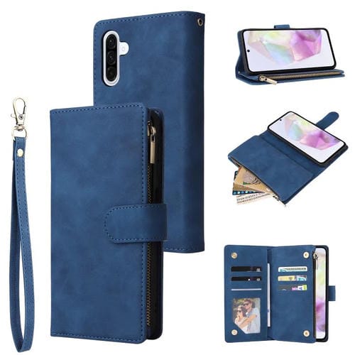 Funda de cuero multifuncional con cremallera esmerilada para Samsung Galaxy A17 5G (azul)