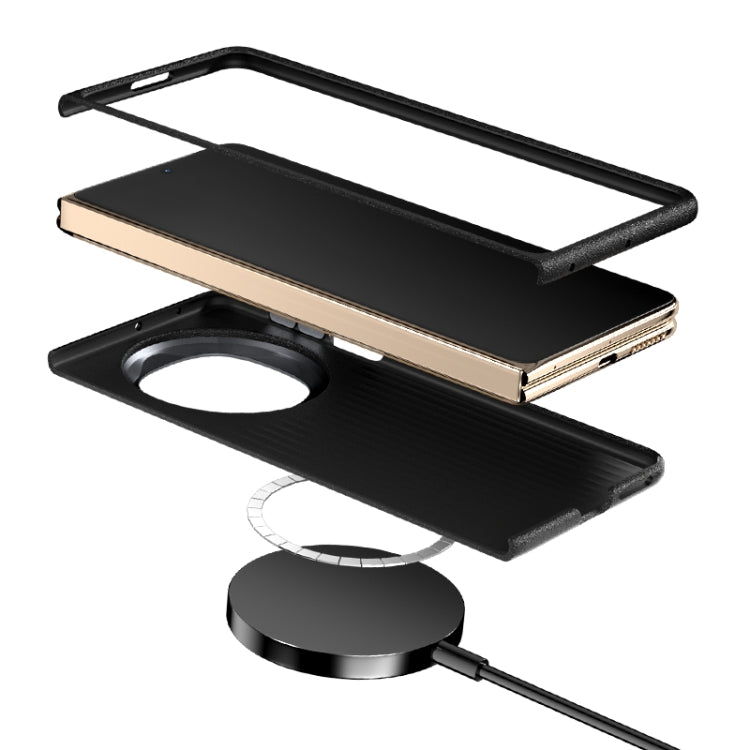 Funda para Teléfono Huawei Mate X6 Abeel C Carbon Fiber Series 6D Micro Relief Magsafe (Negra y Gris)