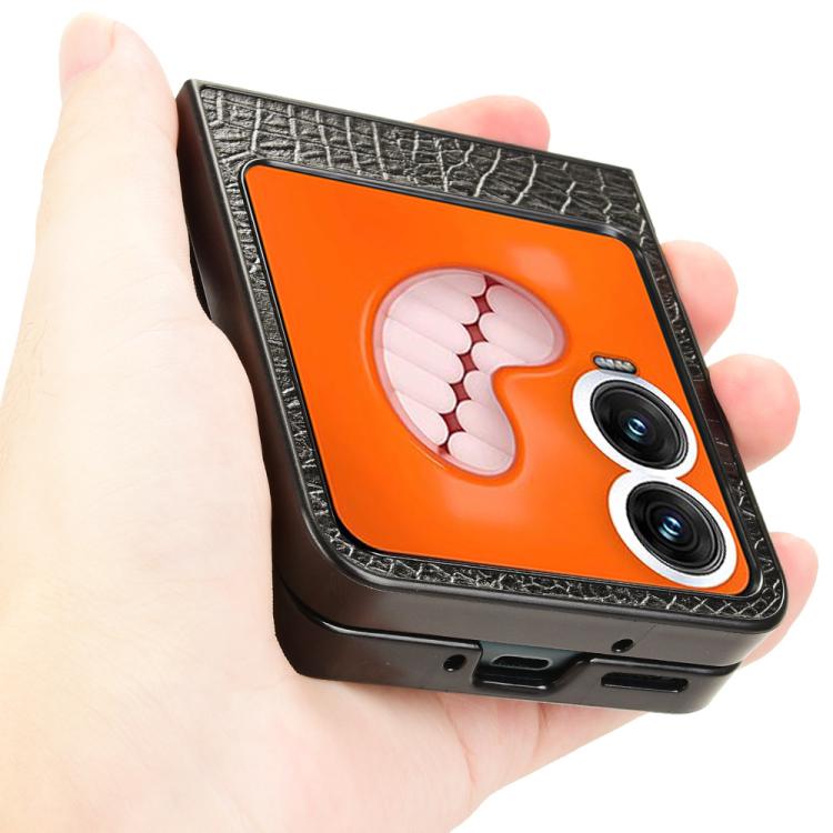 Funda Trasera para Tecno Phantom V Flip2 con Textura de Cocodrilo (Negra)