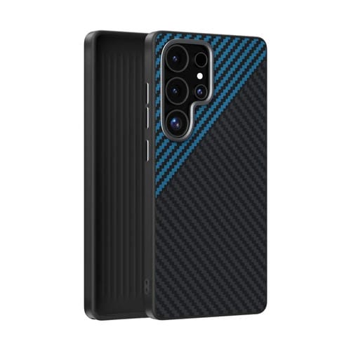Funda Abeel C Fibra de Carbono 6D Microrelieve Magsafe para Samsung Galaxy S25 Ultra 5G (Negro y Azul)