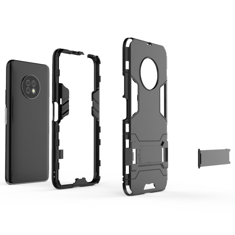 Para Huawei Enjouy 20 Plus PC + TPU Funda protectora a prueba de golpes con soporte invisible dos en uno (azul marino)