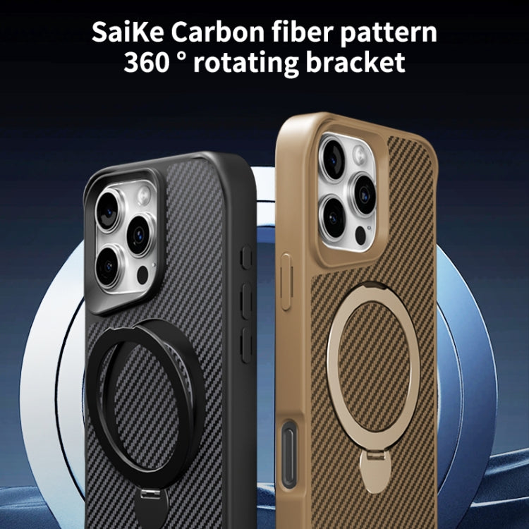 Funda para Teléfono con Soporte Magsafe 360 Textura Fibra de Carbono iPhone 14 Pro Max (Morado)