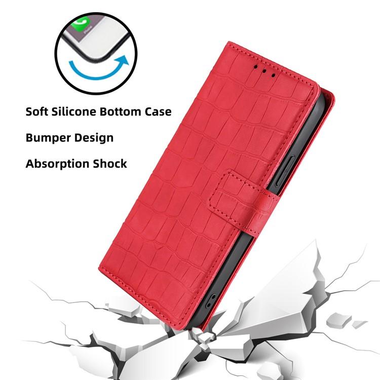 Funda de piel de cocodrilo con cierre magnético para Redmi A5 4G (171,7 mm) (Rojo)