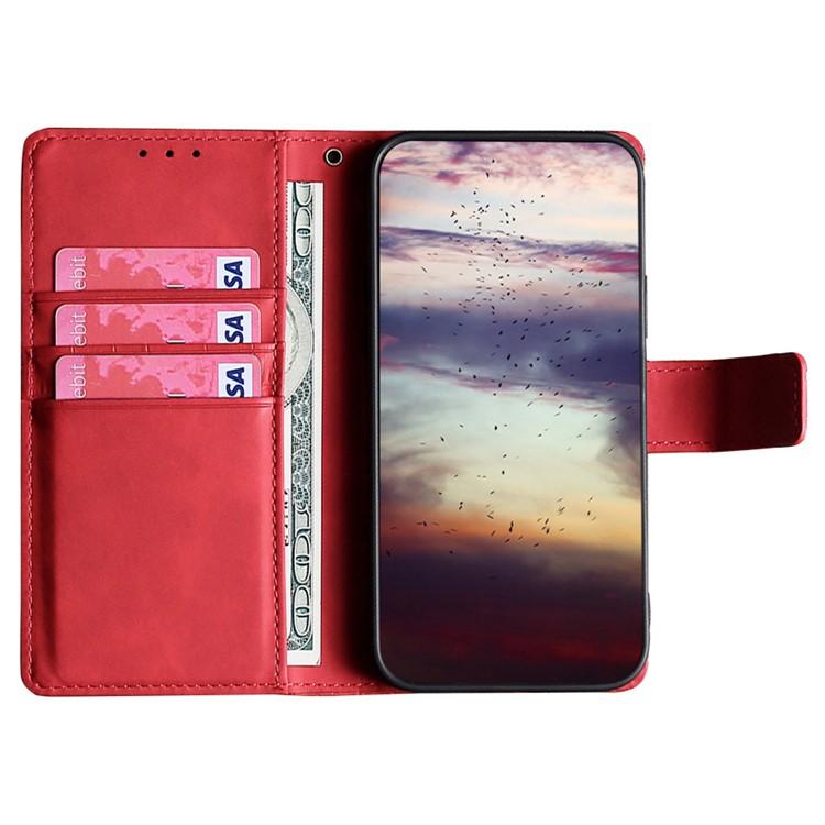 Funda de piel con cierre magnético y diseño de cocodrilo para Redmi Note 14S 4G (roja)