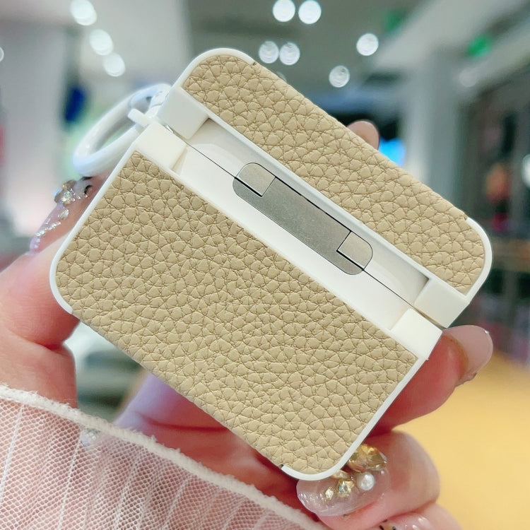 Funda Protectora Auriculares Airpods 1/2 Textura Lichi Adhesivo Cuero (Oro Rosa)