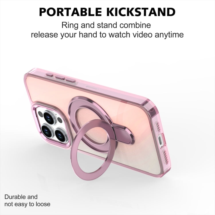 Estuche para Teléfono con Soporte Magsafe iPhone 14 Pro Max Revestimiento Degradado (Rosa Transparente)