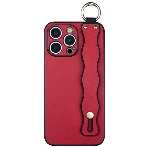 Funda de Teléfono TPU con Soporte de Pulsera Ondulado para iPhone 15 Pro Max (Rojo)