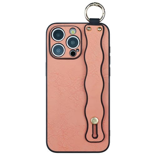 Funda de Teléfono TPU con Soporte de Pulsera Ondulado para iPhone 14 Pro Max (Rosa)