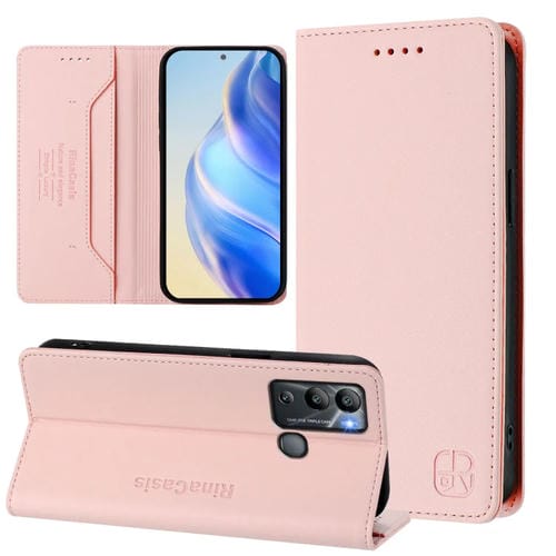 Funda de Cuero con Doble Pliegue y Succión Magnética Rfid para Infinix Hot 12I y Hot 20I Rc01 (Rosa)
