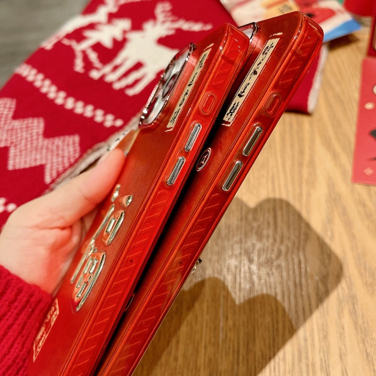 Funda para iPhone 14 Diseño Año Nuevo Estampado Dorado 3D Imd