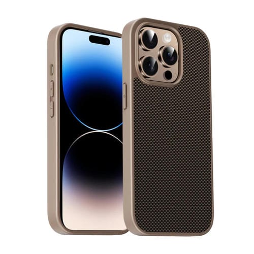 Funda para Teléfono Serie Pita iPhone 14 Pro Textura TPU + PC (Dorada)