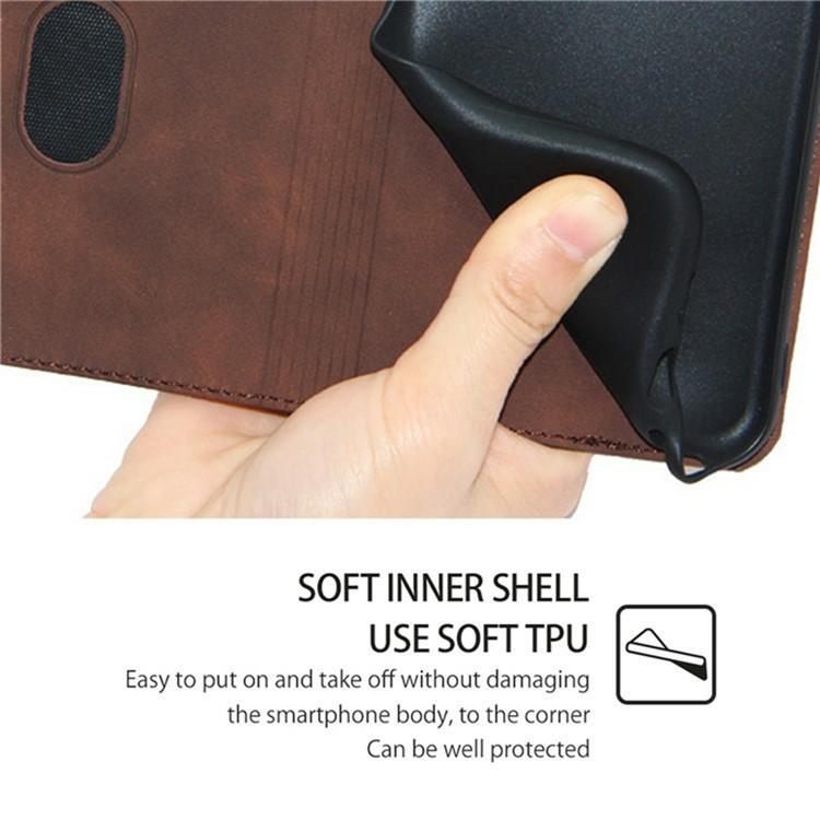 Funda de cuero magnética con textura de piel para Redmi A5 4G (171,7 mm) (marrón oscuro)