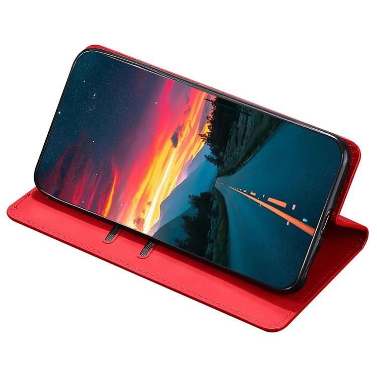 Funda de cuero magnética con textura de piel para Redmi A5 4G (171,7 mm) (Rojo)