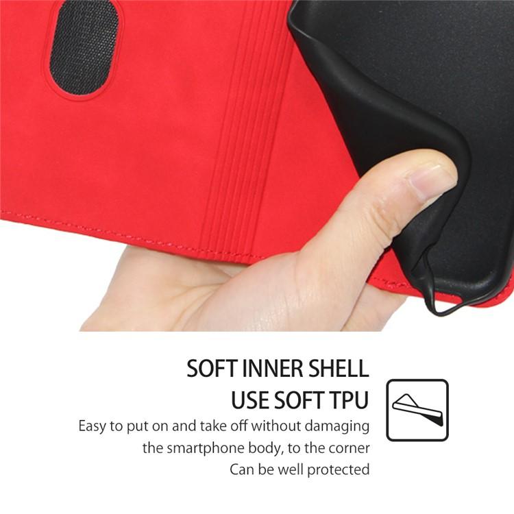 Funda de cuero magnética con textura de piel para Redmi A5 4G (171,7 mm) (Rojo)