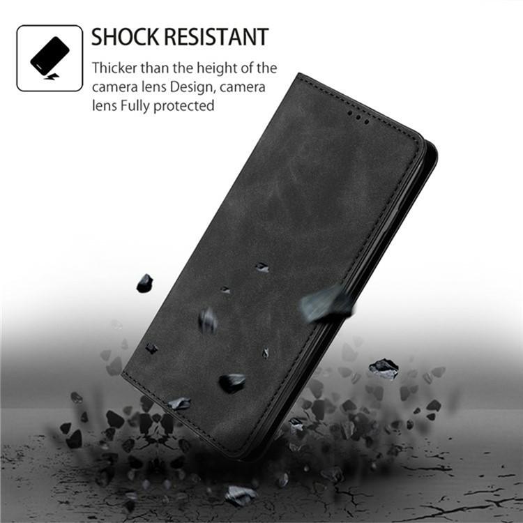 Funda de cuero magnética con textura de piel para Redmi A5 4G (171,7 mm) (negro)