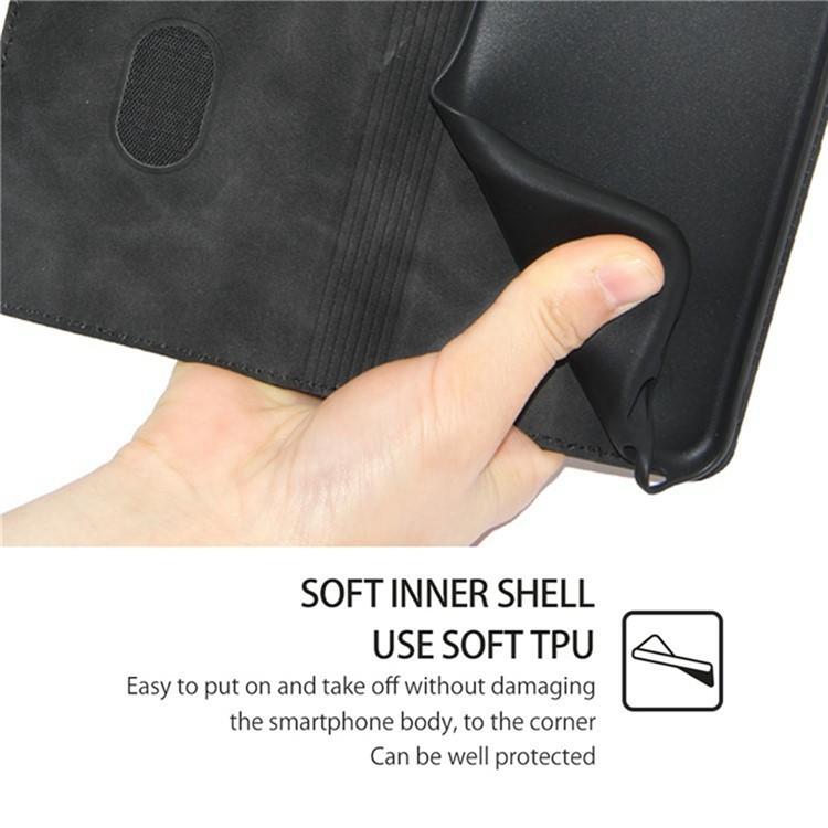 Funda de cuero magnética con textura de piel para Redmi A5 4G (171,7 mm) (negro)