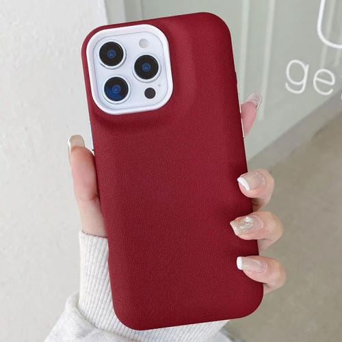 Funda para iPhone 12 Pro Max Cuero Textura (Rojo Vino)