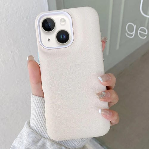 Funda de Cuero para iPhone 13 con Textura (Blanca)