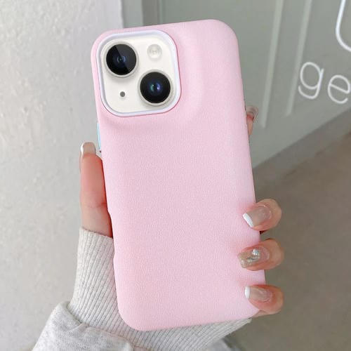 Funda de Cuero para iPhone 15 Textura (Rosa)
