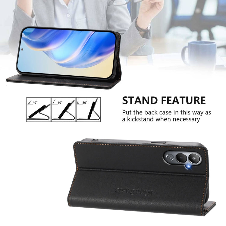 Funda Cuero Rfid Tecno Pova 4 Rc01 Doble Pliegue Succión Magnética (Negra)