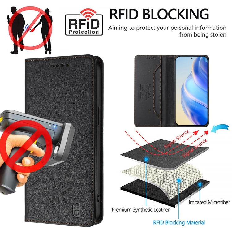 Funda Cuero Rfid Tecno Pova 4 Rc01 Doble Pliegue Succión Magnética (Negra)