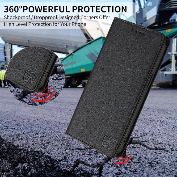 Funda Cuero Rfid Tecno Pova 4 Rc01 Doble Pliegue Succión Magnética (Negra)