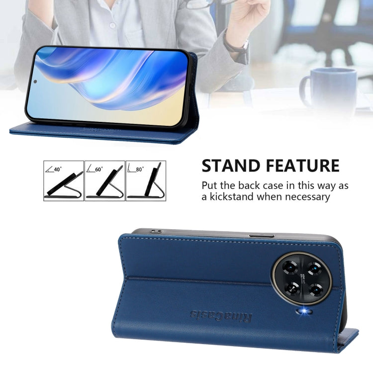 Funda Cuero con Doble Pliegue y Succión Magnética RFID para Tecno Spark 20 Pro+ 4G Rc01 (Azul Oscuro)