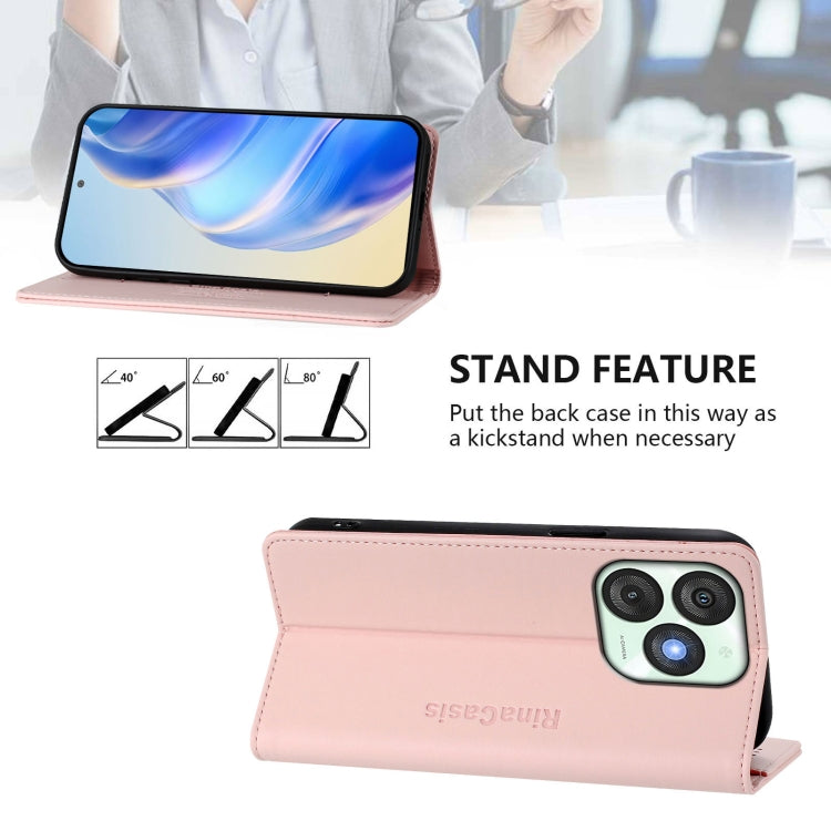 Funda de Cuero Rfid para Teléfono Itel A50 Rc01 con Doble Pliegue y Succión Magnética (Rosa)