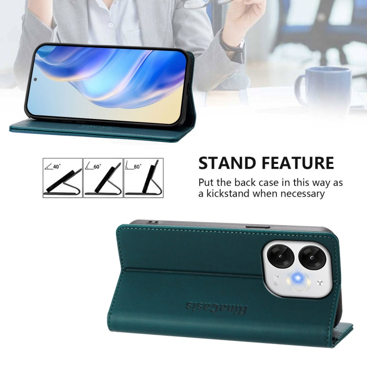 Funda de Cuero con Doble Pliegue y Succión Magnética Rfid para Itel A80 4G Rc01 (Verde Oscuro)