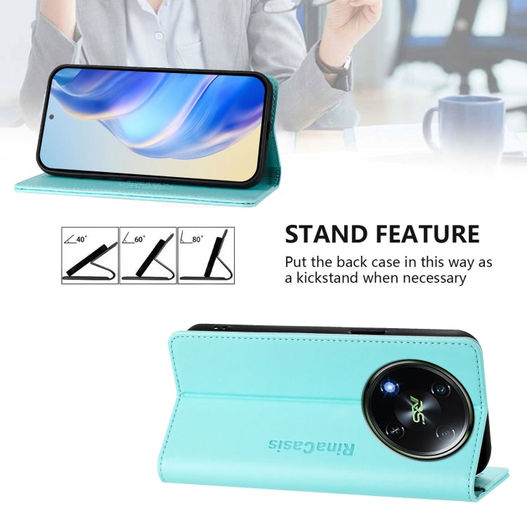 Funda de Cuero Rfid Itel Rs4/S666Ln Rc01 con Doble Pliegue y Succión Magnética (Verde Menta)