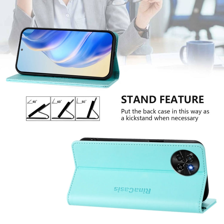 Funda de Cuero Itel S23/S665L Rc01 con Doble Pliegue y Succión Magnética (Verde Menta)