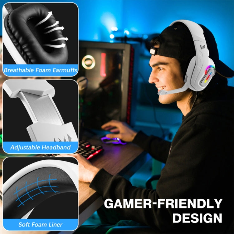 Auriculares Estéreo Para Juegos Kotion Each G4100 Con Micrófono Y Diadema (Blanco Y Negro) Longitud 2,1 M