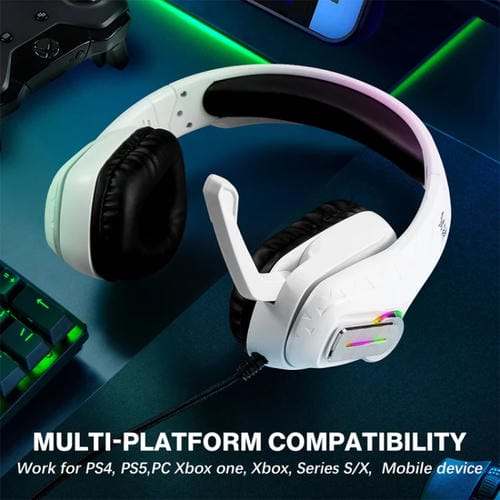 Auriculares Estéreo Para Juegos Kotion Each G4100 Con Micrófono Y Diadema (Blanco Y Negro) Longitud 2,1 M
