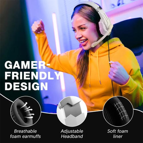 Auriculares Para Juegos Kotion Each G9000 Pro Supraurales Con Micrófono y Cable de 2,1 m (Blanco y Negro)