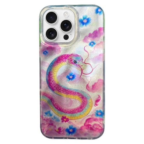 Funda TPU Doble Capa iPhone 16 Pro Patrón Imd Serpiente (Rosa)