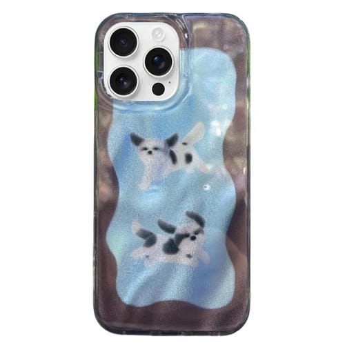 Funda TPU iPhone 14 Pro Patrón Imd Doble Capa Gatos y Perros (Azul)