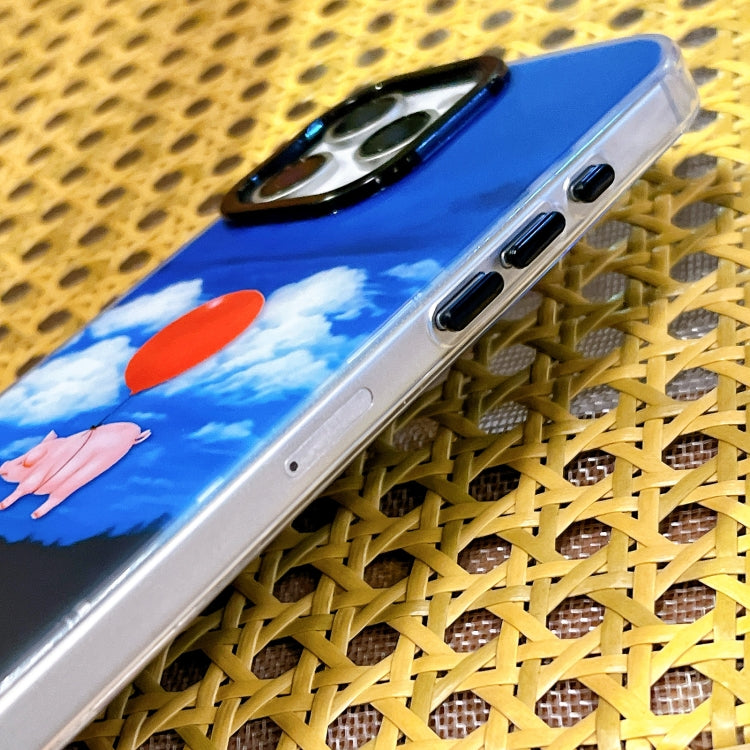 Funda TPU Doble Capa iPhone 14 Pro con Patrón Imd (Cerdo Globo)