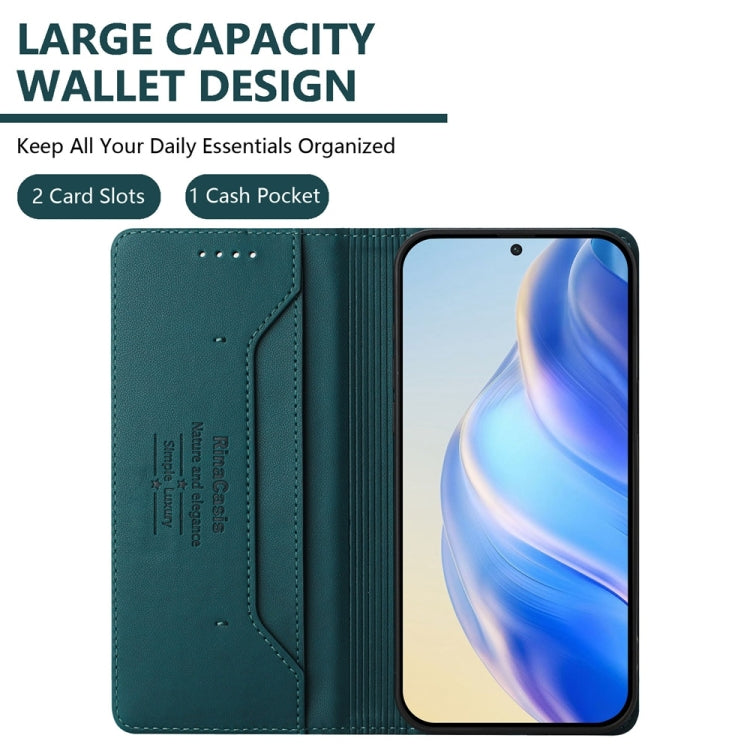Funda de Cuero con Doble Pliegue y Succión Magnética para OnePlus 9R y 8T Rc01 (Verde Oscuro)