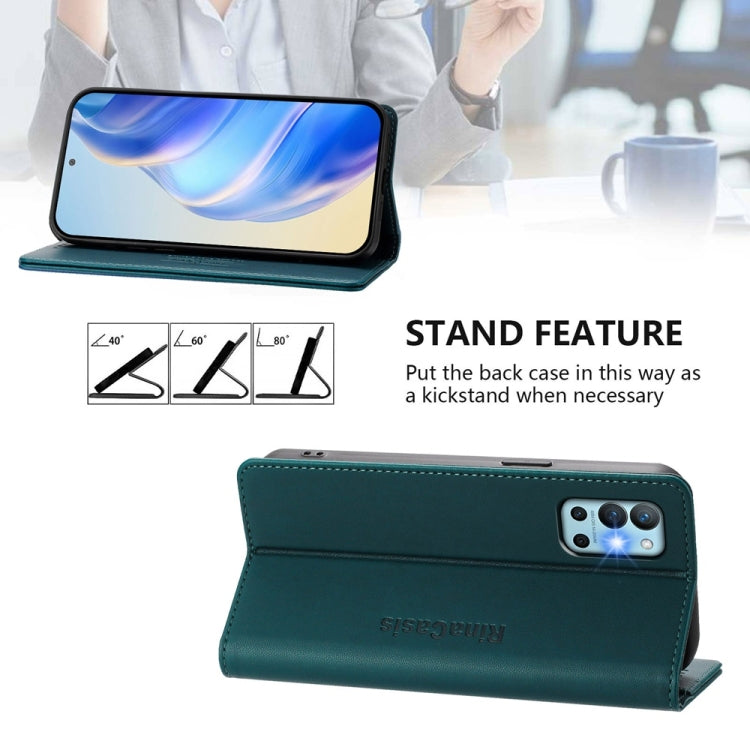 Funda de Cuero con Doble Pliegue y Succión Magnética para OnePlus 9R y 8T Rc01 (Verde Oscuro)