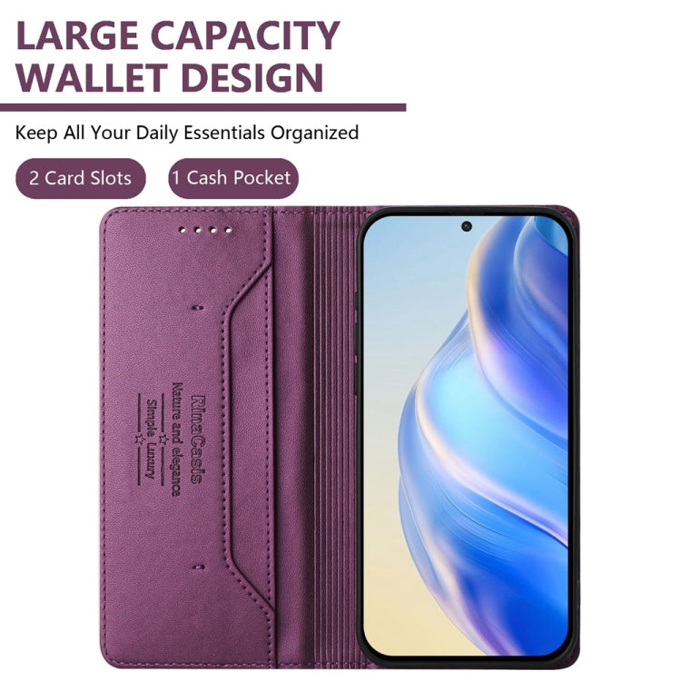 Funda de Cuero con Doble Pliegue y Succión Magnética para OnePlus 9R y 8T Rc01 (Violeta)