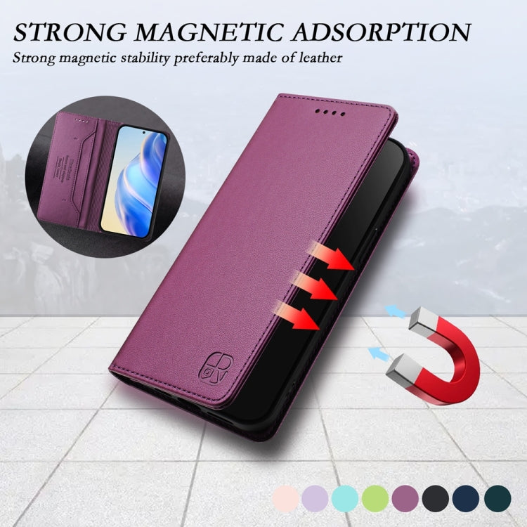 Funda de Cuero con Doble Pliegue y Succión Magnética para OnePlus 9R y 8T Rc01 (Violeta)