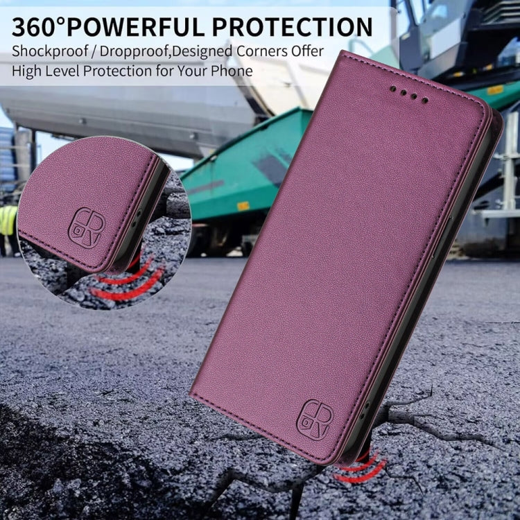 Funda de Cuero con Doble Pliegue y Succión Magnética para OnePlus 9R y 8T Rc01 (Violeta)