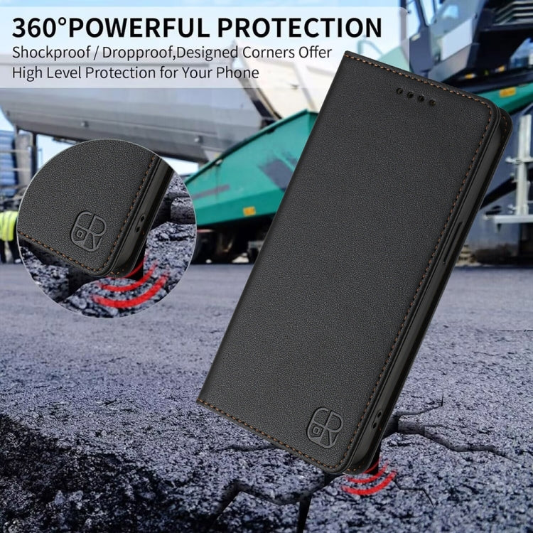 Funda de Cuero para OnePlus 11 Rc01 con Doble Pliegue y Succión Magnética Rfid (Negra)
