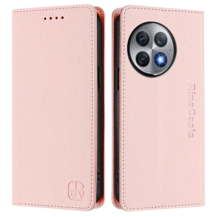 Funda de Cuero con Doble Pliegue y Succión Magnética para OnePlus Ace 2 Pro Rc01 (Rosa)