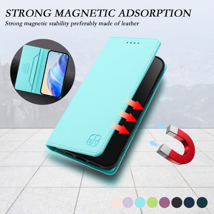 Funda de Cuero con Doble Pliegue y Succión Magnética RFID para OnePlus Nord 2 5G Rc01 (Verde Menta)