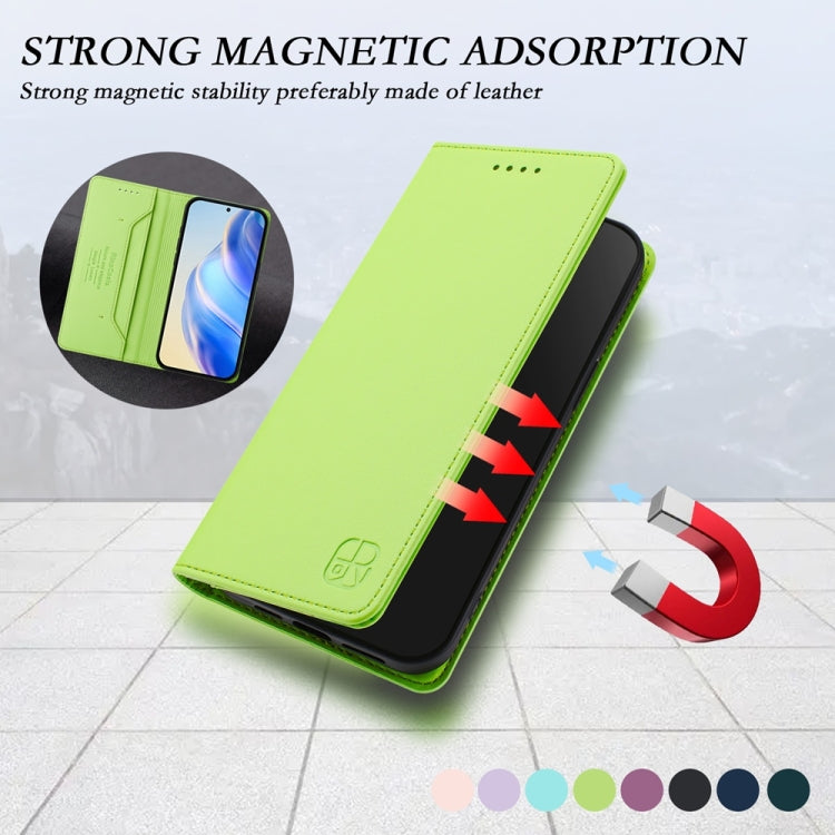 Funda de Cuero con Doble Pliegue y Succión Magnética Rfid para OnePlus Nord 2 5G Rc01 (Verde Hierba)