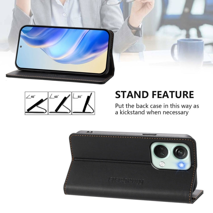 Funda de Cuero Doble Pliegue con Succión Magnética para OnePlus Nord 3 y Ace 2V Rc01 (Negra)