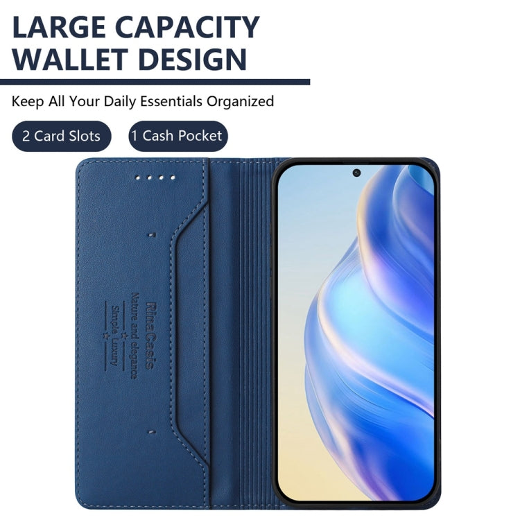 Funda de Cuero con Doble Pliegue y Succión Magnética para OnePlus Nord 3 y Ace 2V Rc01 (Azul Oscuro)