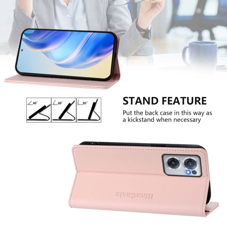 Funda de Cuero con Doble Pliegue y Succión Magnética Rfid para OnePlus Nord Ce 2 5G Rc01 (Rosa)